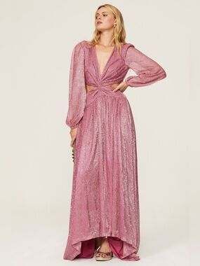 Ramy Brook metallic shimmery cut out maxi gown size 6